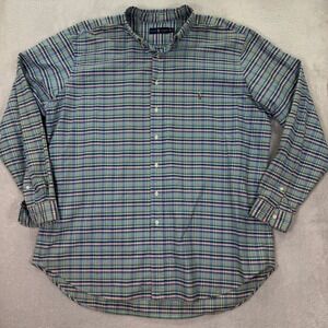 Ralph Lauren Mens 2XLT Button Down Shirt Tall Blue Green Plaid Pony Logo Preppy
